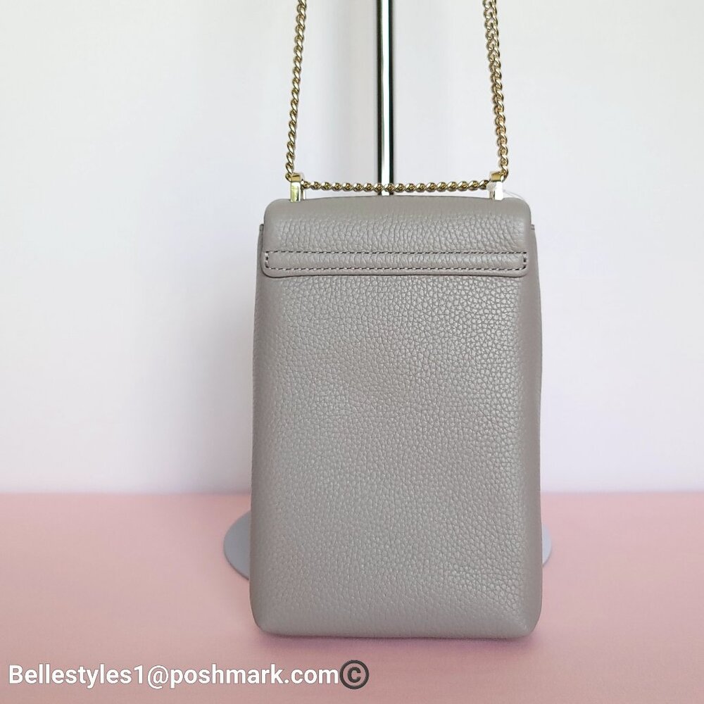 KATE SPADE Bradley North/South Pebbled Leather Phone Crossbody-True Taupe  🎈⭐ - Picture 9 of 16